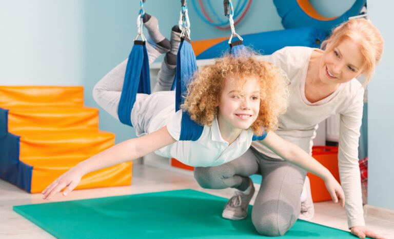 Boy during sensory integration therapy