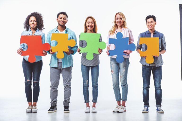 Young people with puzzles